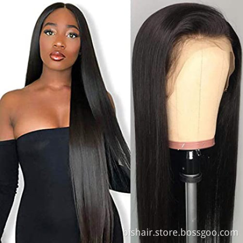Straight Lace Closure Wigs Human Hair Wigs For Black Women 4x4x1 T Part Brazilian Lace Front Wigs Pre Plucked With Baby Hair